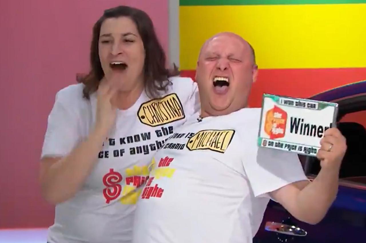Michael Stouber celebrating with a companion on The Price Is Right