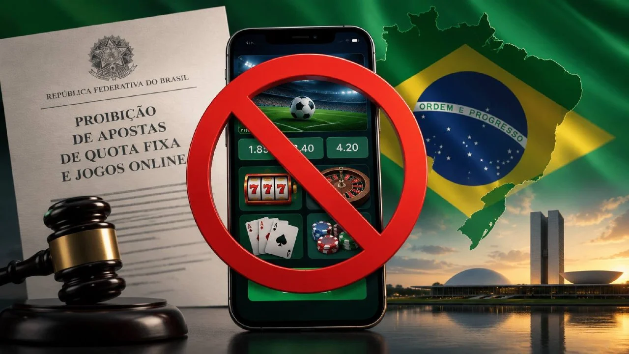 Illustration of Brazil's 2026 ban on fixed-odds betting and covered online games