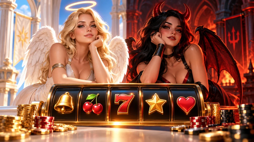 Angel and devil themed slot machine illustration for Good Girl Bad Girl 2 news