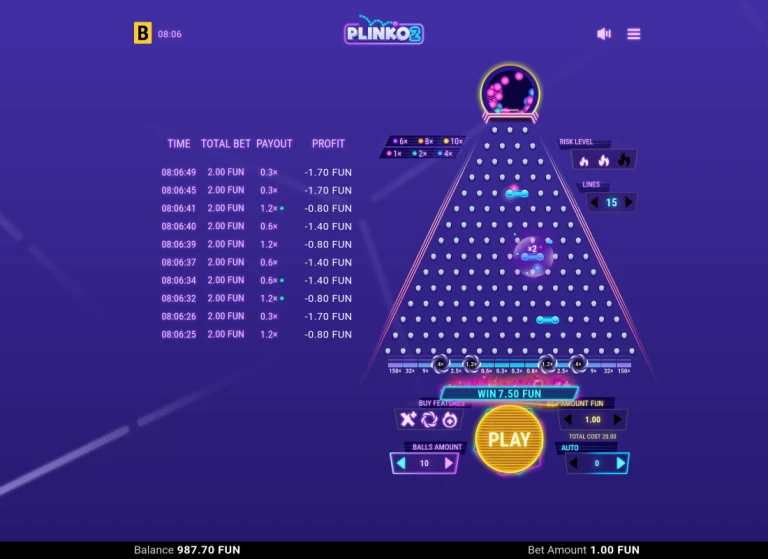 BGaming Plinko 2 — Drop results and bonus animation BGaming Plinko 2 — Drop results and bonus animation