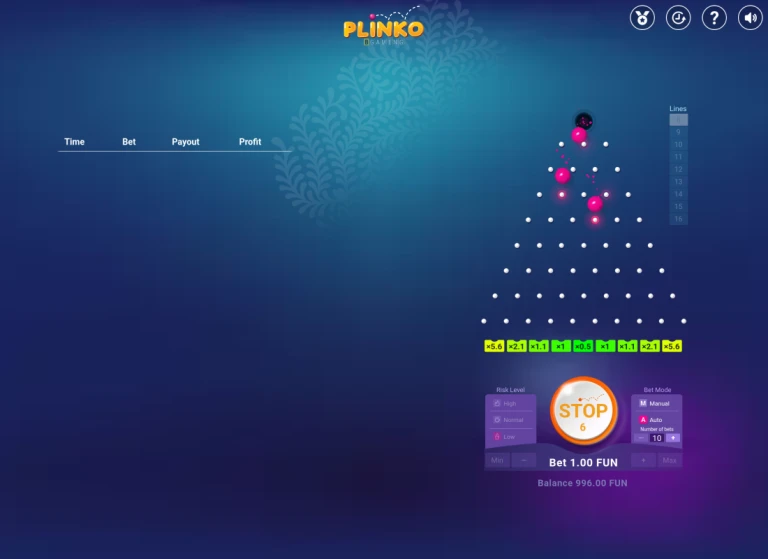BGaming Plinko — Automatic drops in progress BGaming Plinko — Automatic drops in progress