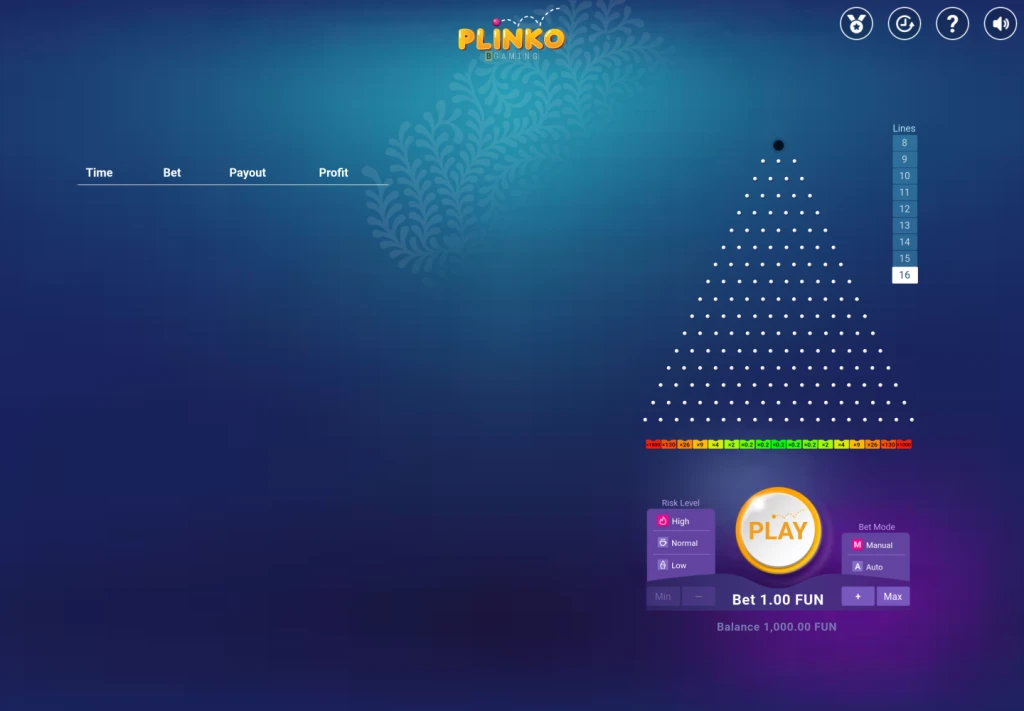 BGaming Plinko game board